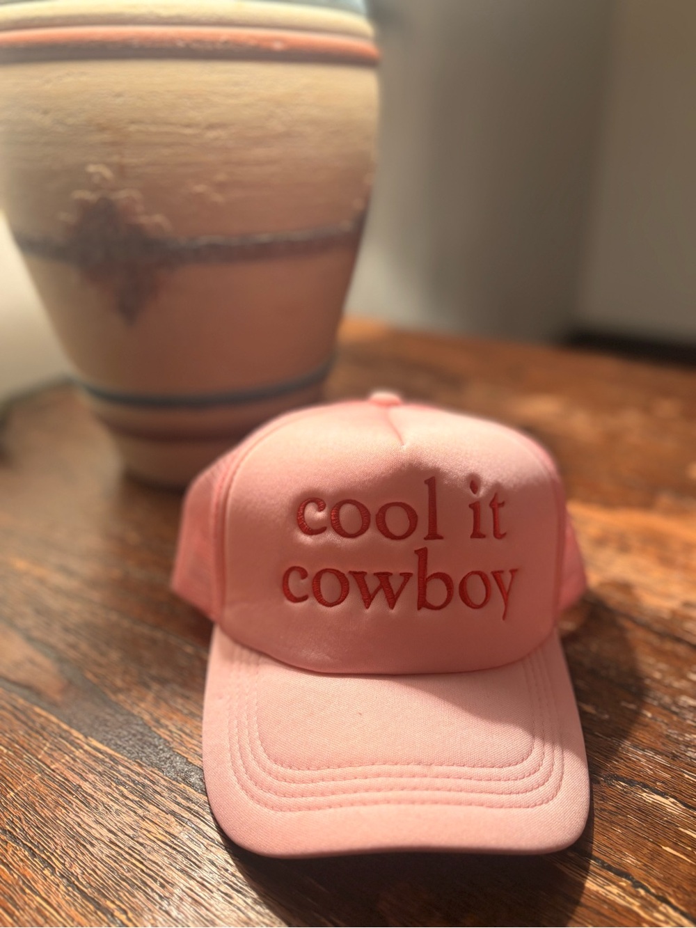 Bubblegum Pink "Cool It Cowboy" Trucker Hat